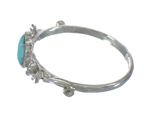 Genuine Sterling Silver Turquoise Heart Flower Ring Size 5-1/4 RX62385